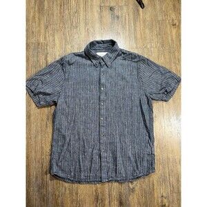 A&F Shirt Summer Linen Blend Button Upens L Striped Casual Short Sleevee